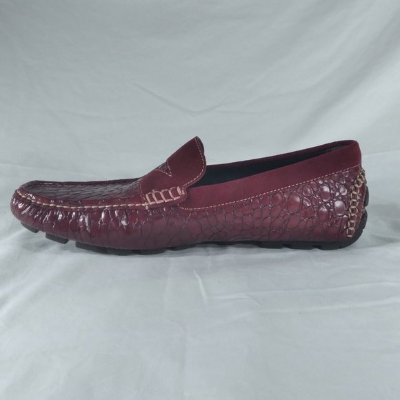 NWOB Donald J Pliner Mens Size 9M DEKEL Croc Print Leather & Suede Driving Shoes - Picture 6 of 11